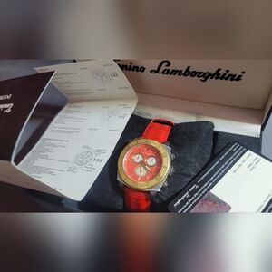 Lamborghini Bold Red and Gold Chronograph Watch